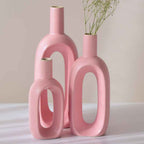 Pink Oval Shaped Ceramic Flower Vase | Set of 3