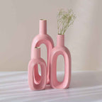 Pink Oval Shaped Ceramic Flower Vase | Set of 3