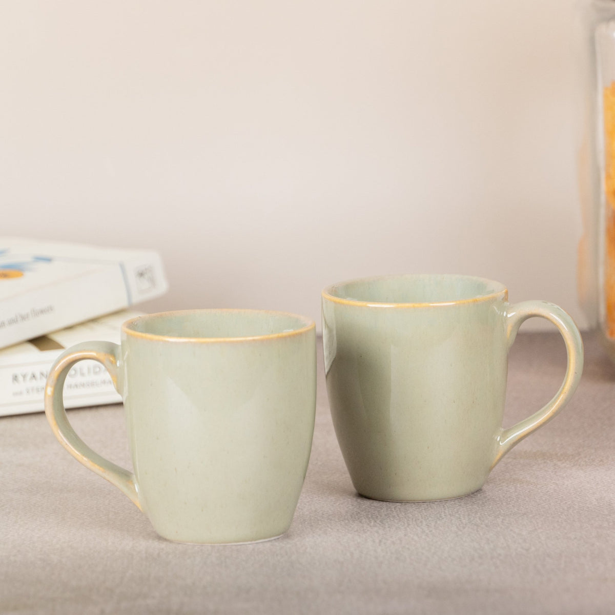 Pista Green Ceramic Coffee Mug | Set of 2 - The Golden Theory