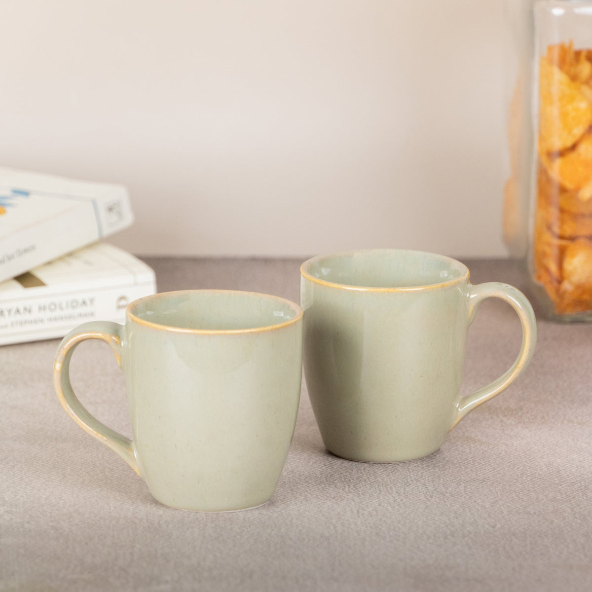 Pista Green Ceramic Coffee Mug | Set of 2 - The Golden Theory Main image