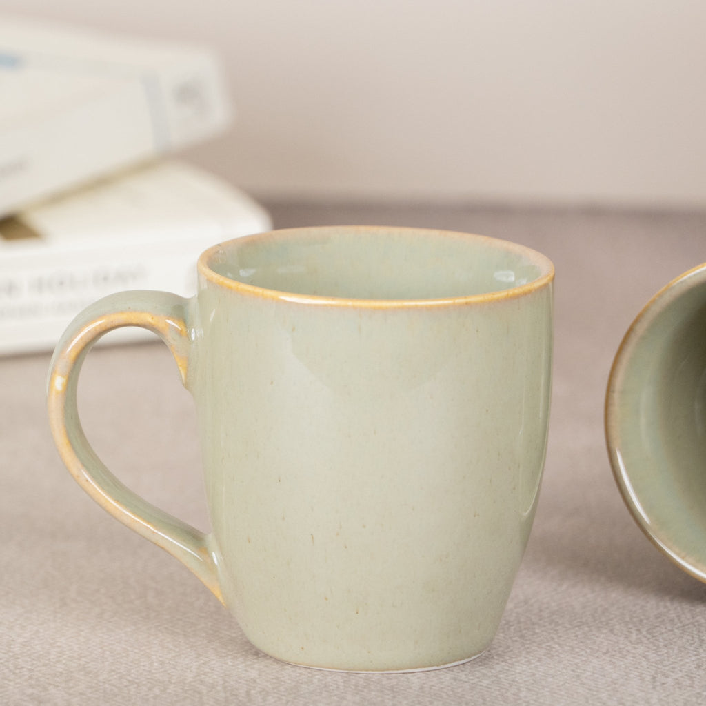 Pista Green Ceramic Coffee Mug | Set of 2 - The Golden Theory