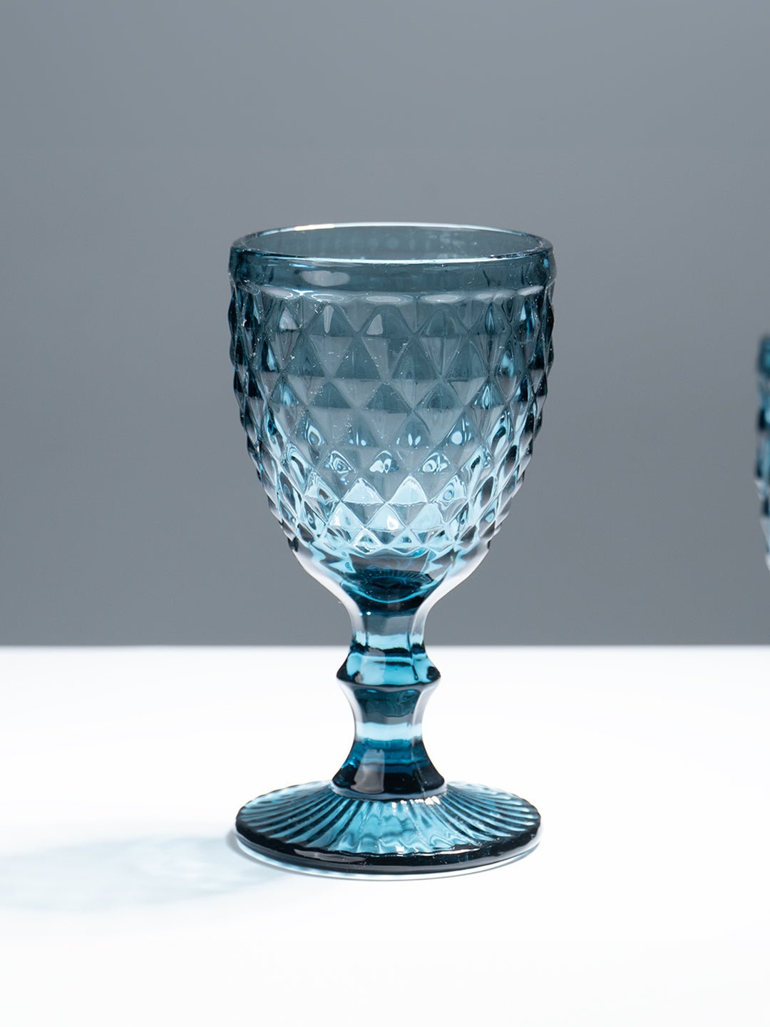 Premium Blue Textured Stemmed Glasses – Set of 6 - The Golden Theory