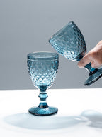 Premium Blue Textured Stemmed Glasses – Set of 6 - The Golden Theory