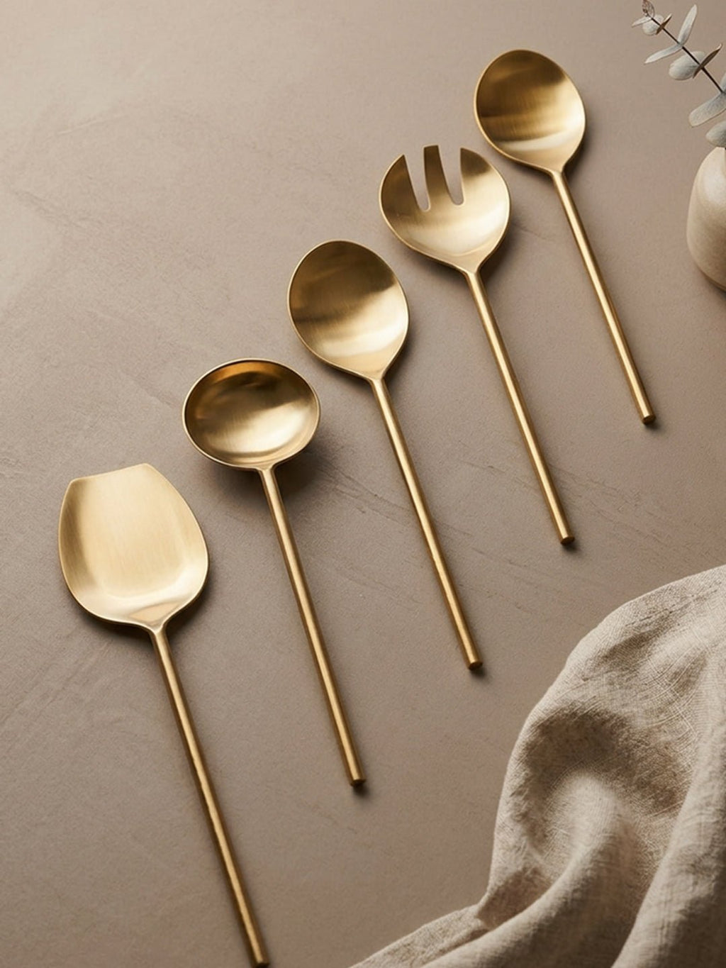 Premium Gold Serving Utensil Set of 5 - The Golden Theory
