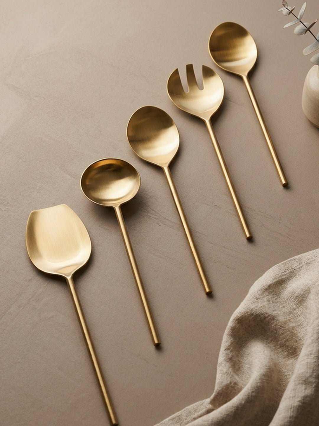 Premium Gold Serving Utensil Set of 5 - The Golden Theory