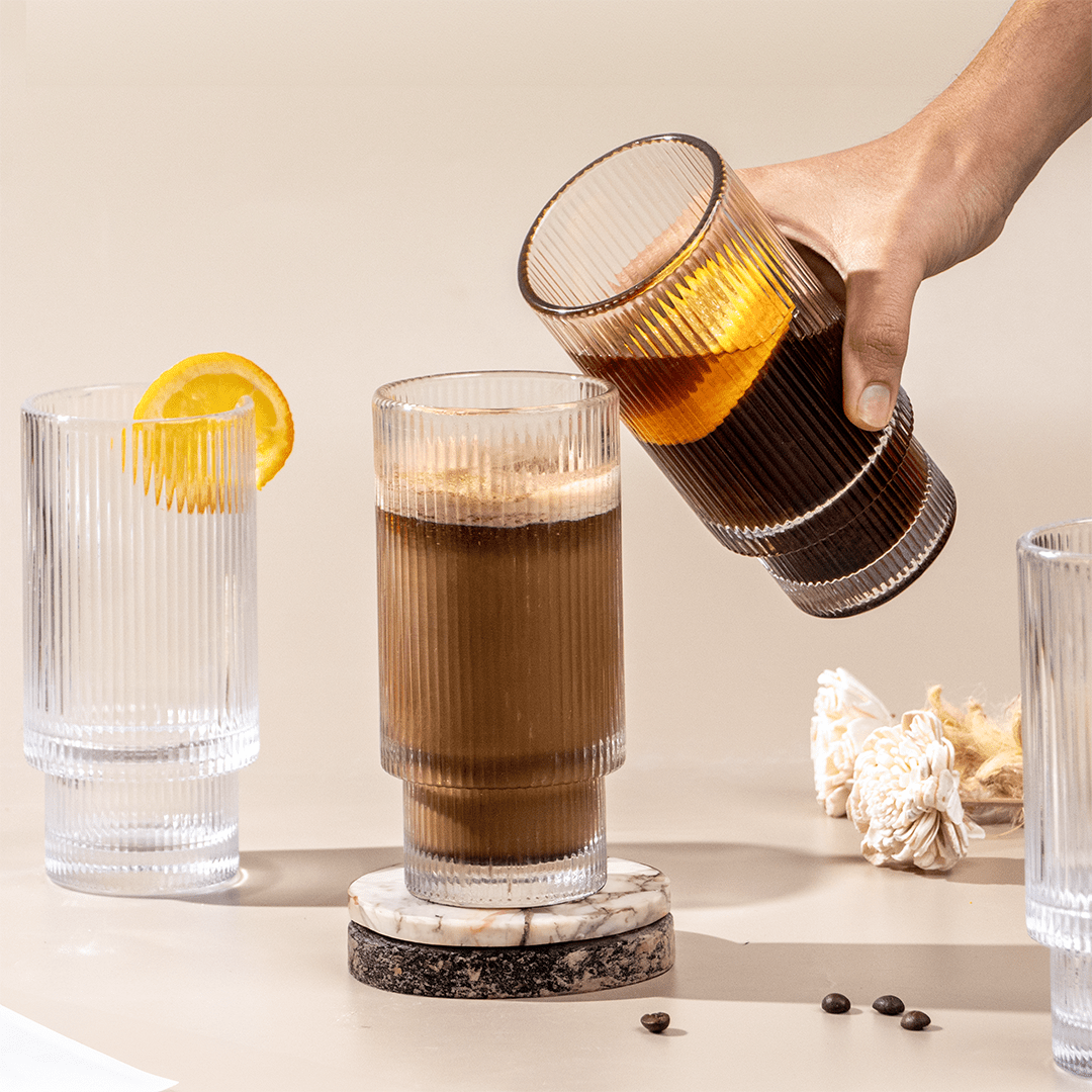 Premium Textured Drinking Glasses – Set of 6 - The Golden Theory