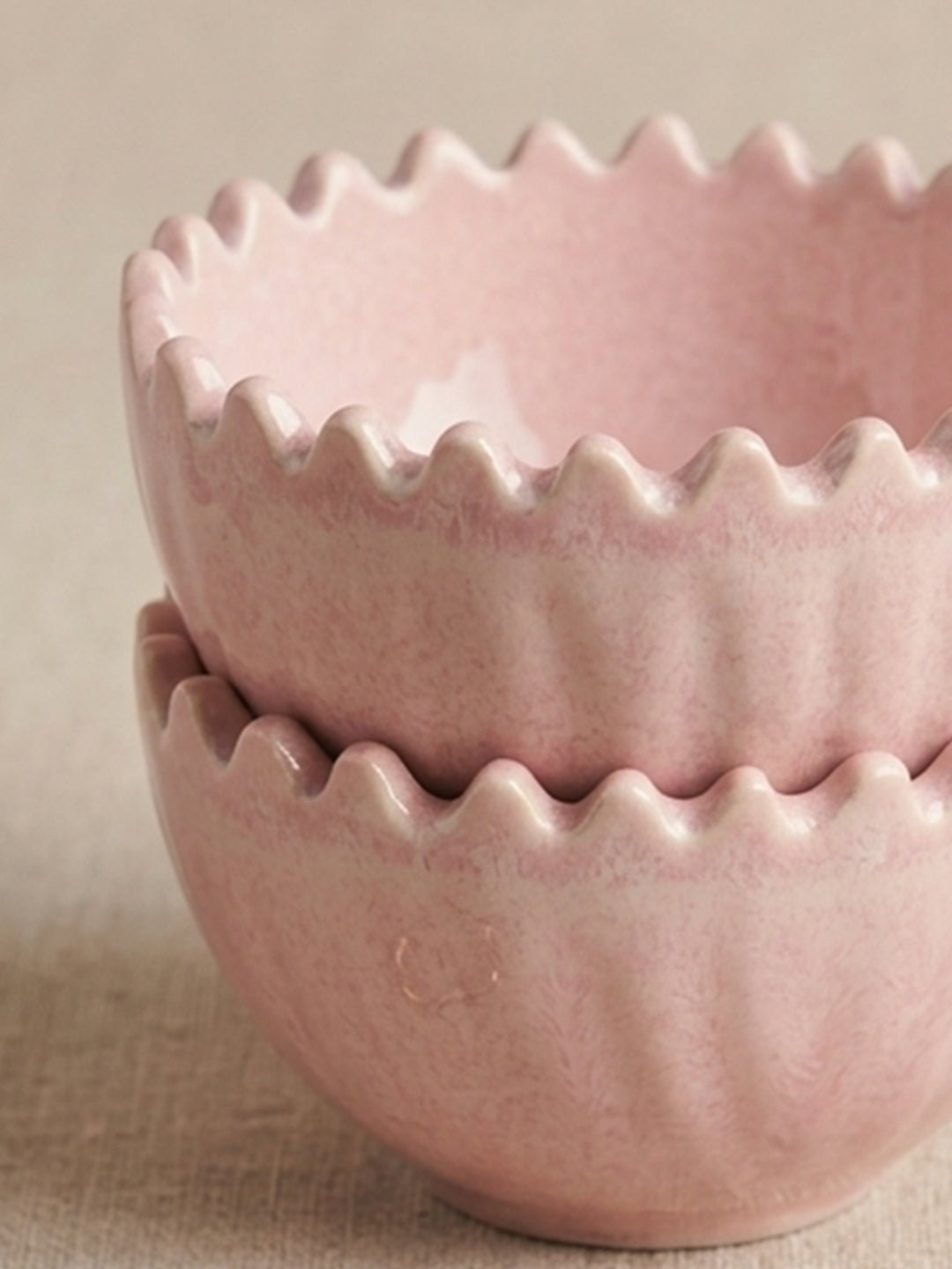 Pretty in Pink Ceramic Wavy Bowl | Set of 2 Secondary image