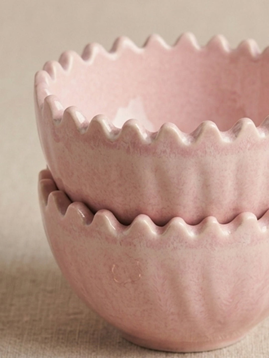 Pretty in Pink Ceramic Wavy Bowl | Set of 2 - The Golden Theory