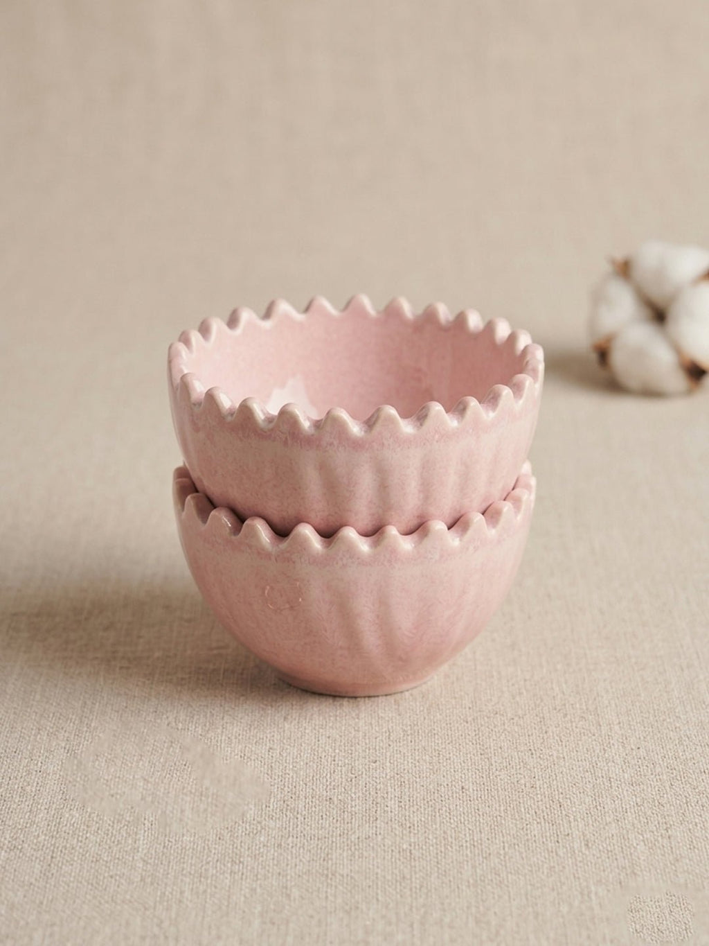 Pretty in Pink Ceramic Wavy Bowl | Set of 2 - The Golden Theory