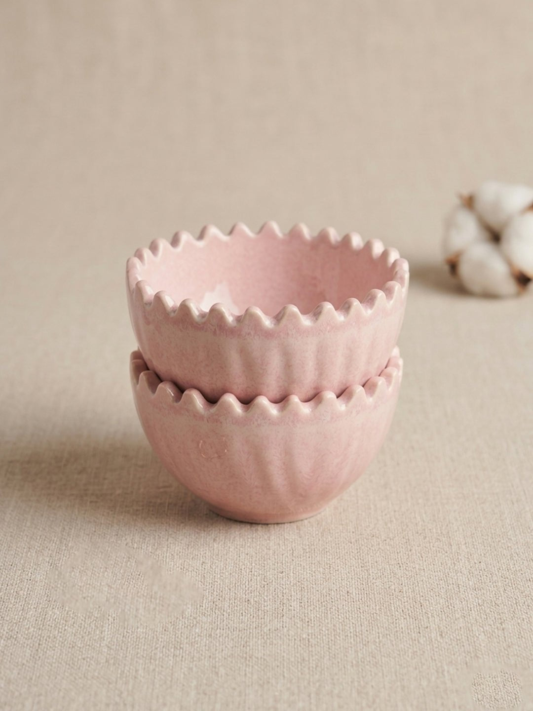 Pretty in Pink Ceramic Wavy Bowl | Set of 2 - The Golden Theory