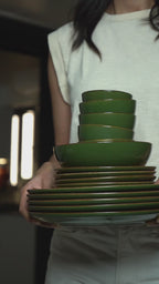 Golden Dinner Set with Green Exterior (Set of 23)