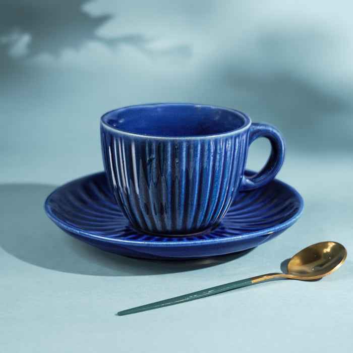 Prussian Tea Cup and Saucer | Blue Main image