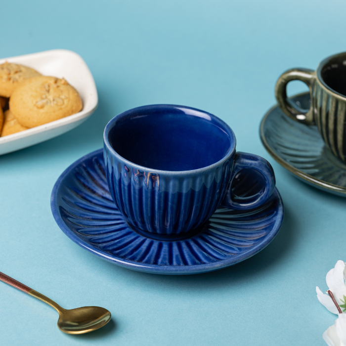 Prussian Tea Cup and Saucer | Blue Secondary image