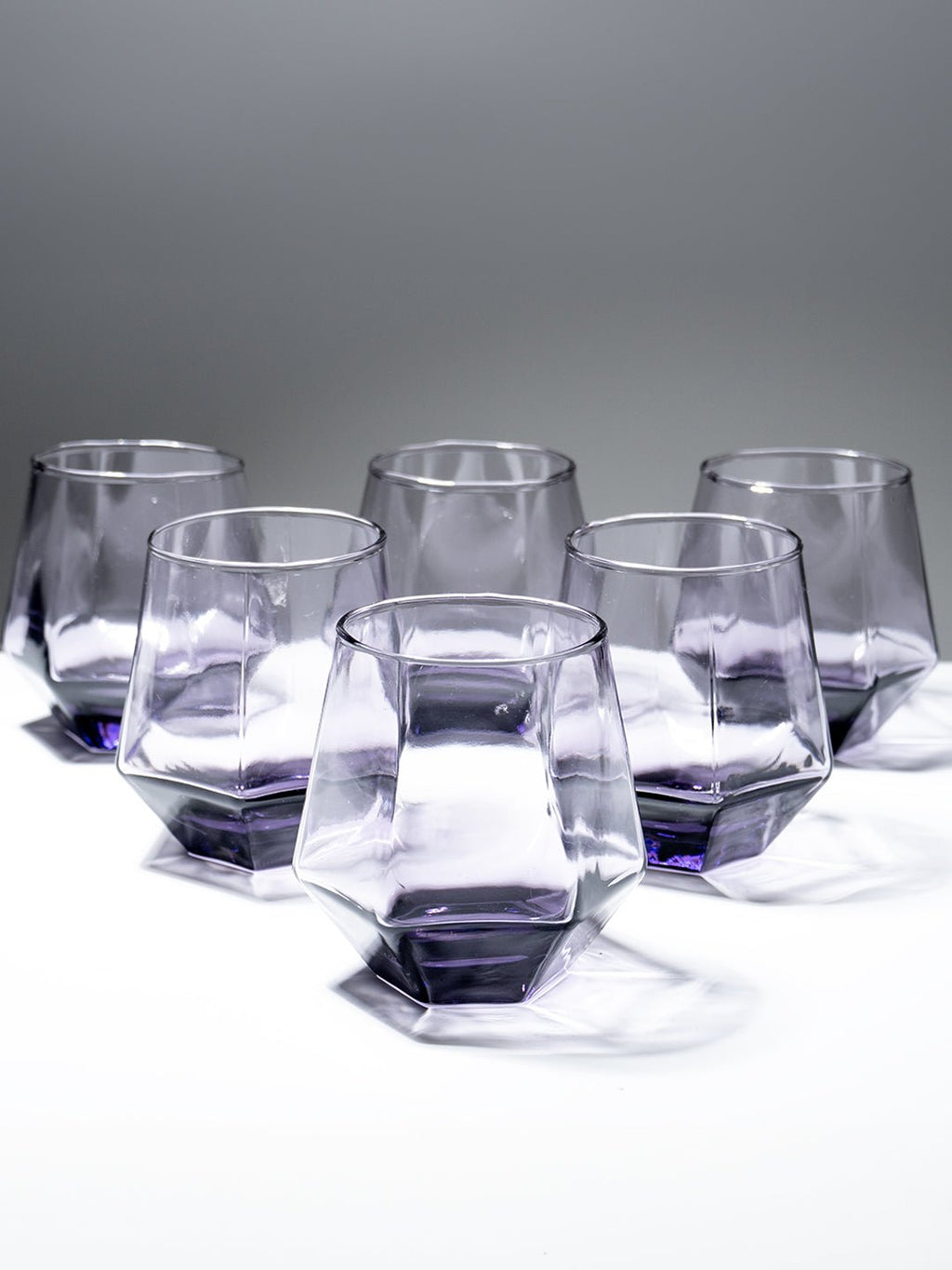 Purple Modern Geometric Glass Tumbler Set – 6-Piece - The Golden Theory