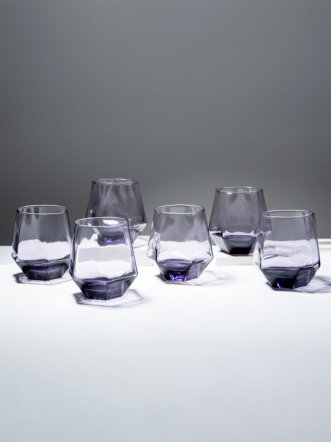 Purple Modern Geometric Glass Tumbler Set – 6-Piece - The Golden Theory Main image