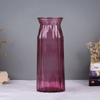 Purple Ribbed Glass Vase with Vintage Charm - The Golden Theory