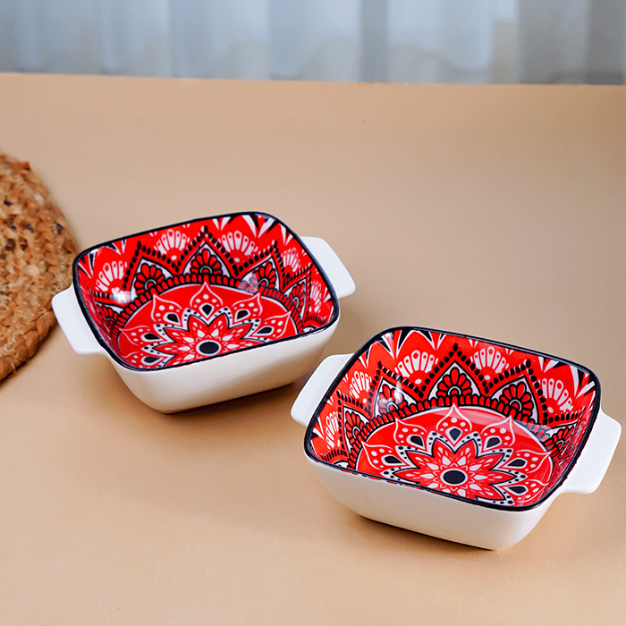 Red and White Mandala Ceramic Baking Dish - The Golden Theory Main image