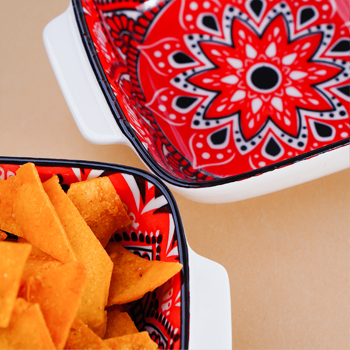 Red and White Mandala Ceramic Baking Dish - The Golden Theory