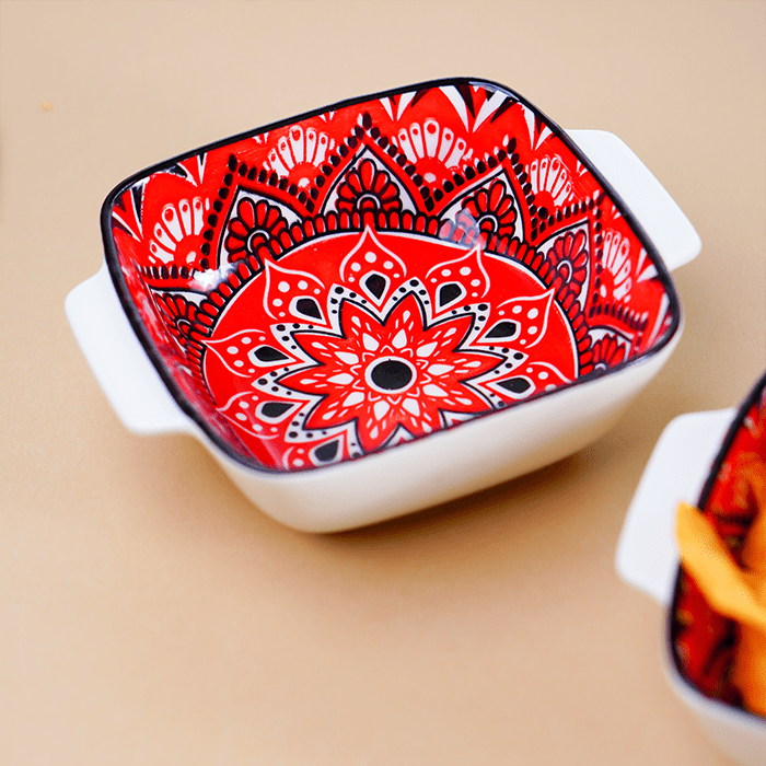 Red and White Mandala Ceramic Baking Dish - The Golden Theory