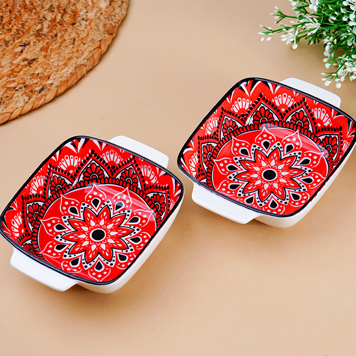 Red and White Mandala Ceramic Baking Dish - The Golden Theory