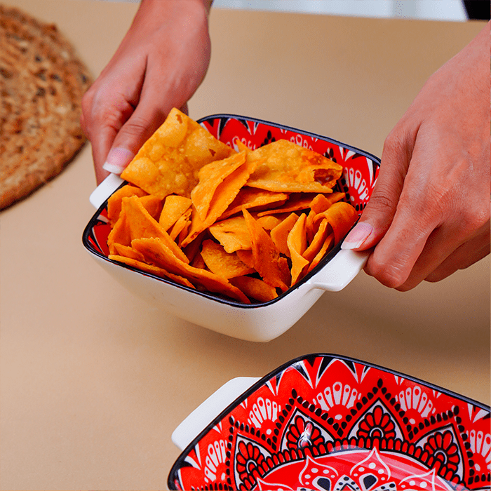Red and White Mandala Ceramic Baking Dish - The Golden Theory