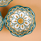 Red & Black Floral Scallop-Edge Ceramic Bowls Set of 3 - The Golden Theory