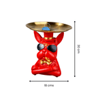 Red Bulldog Figurine with Gold Tray - The Golden Theory