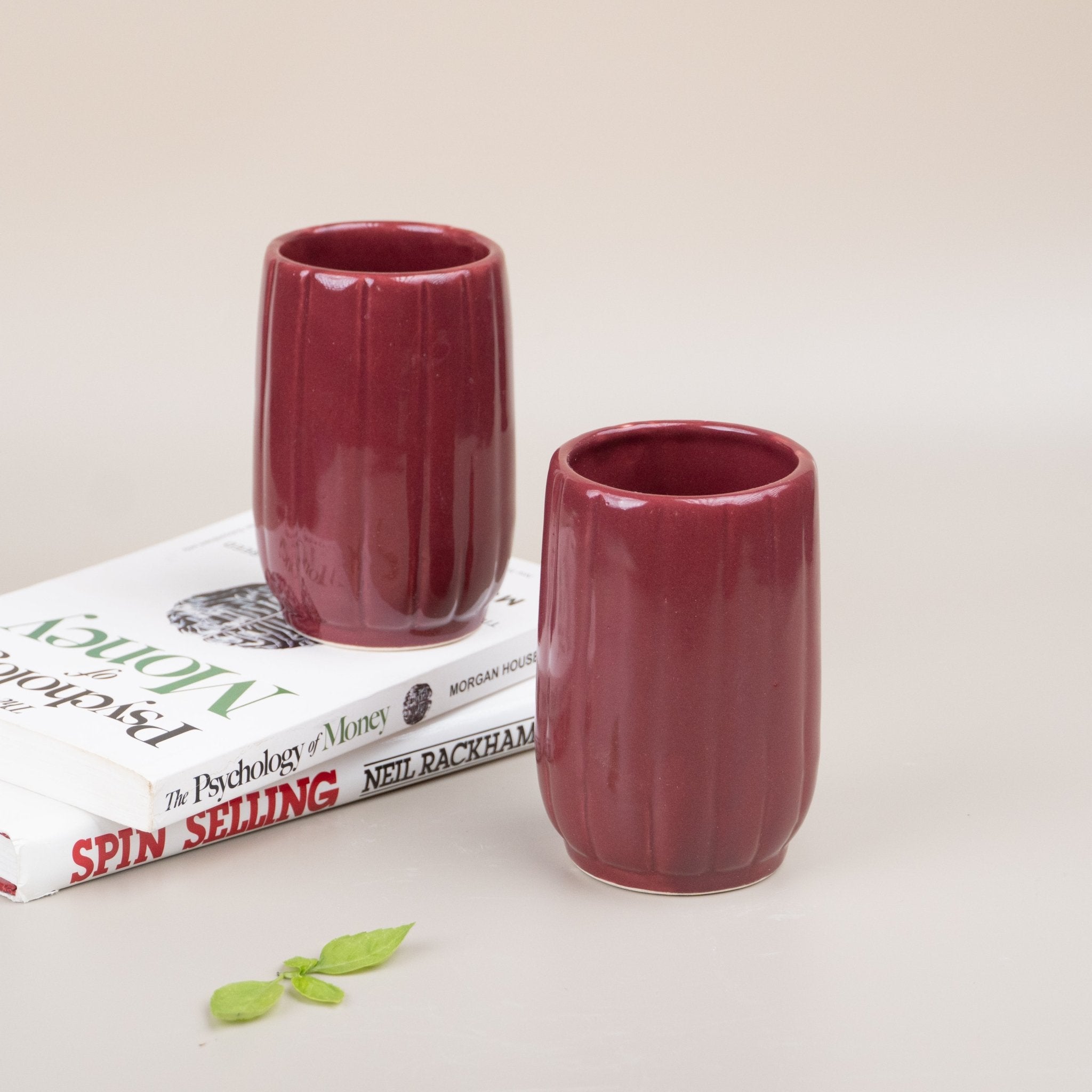 Red Ceramic Lassi Glasses | Set of 2 - The Golden Theory