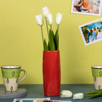 Red Color Pipe-Shaped Long Flower Vase