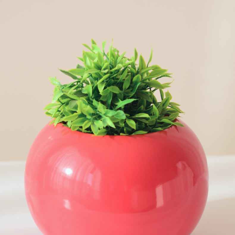 Red Round-Shaped Ceramic Flower Vase Secondary image