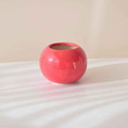 Red Round-Shaped Ceramic Flower Vase