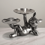 Resting Dog with Plates Sculpture - The Golden Theory