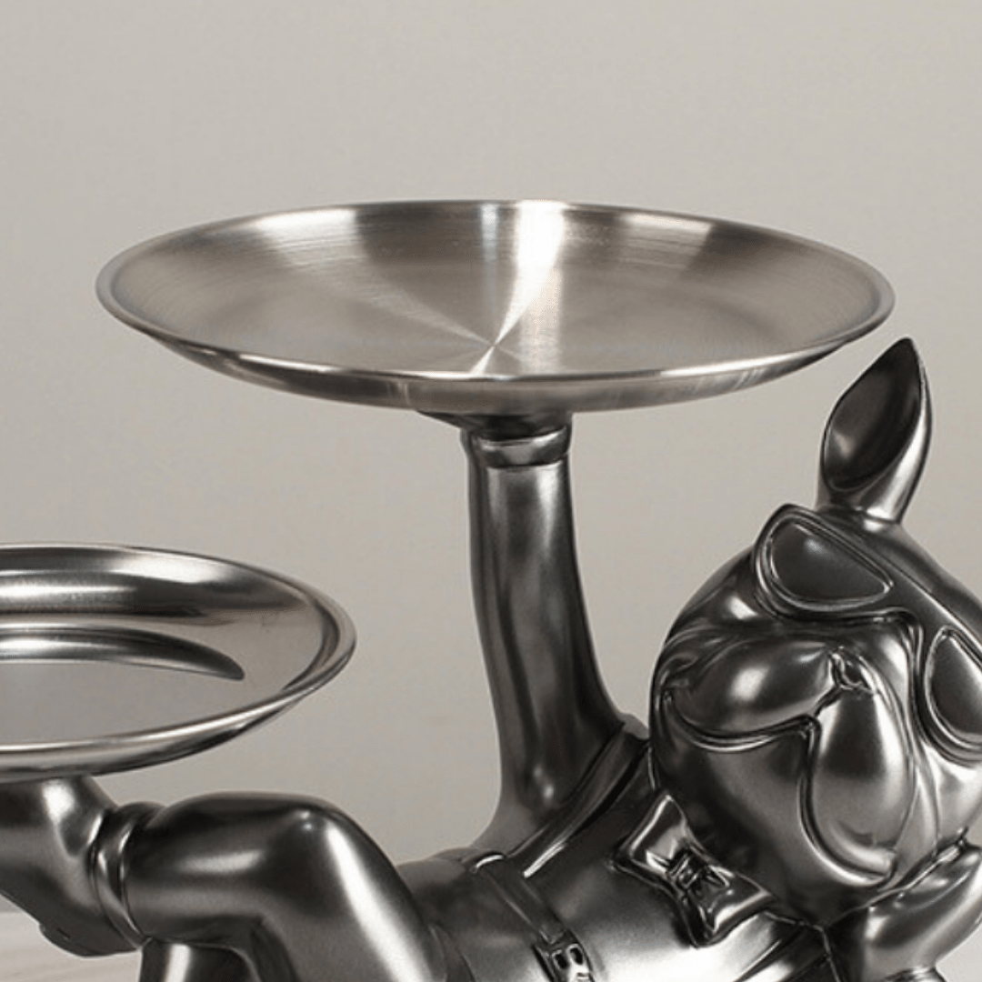 Resting Dog with Plates Sculpture Secondary image