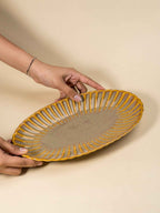 Ribbed Amber Oval Serving Platter