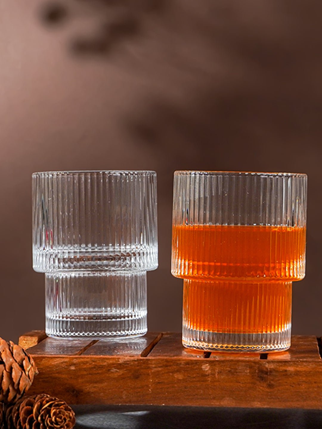 Ribbed Glasses with Stacked Ring Base | Set of 6 Secondary image