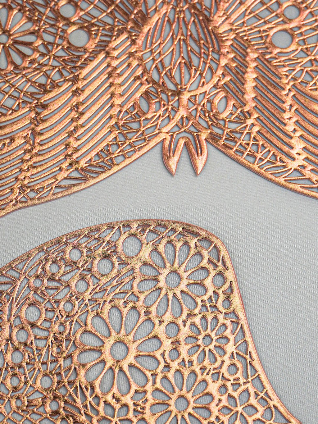 Rose Gold Butterfly Cutout Table Mat with Intricate Floral Design - The Golden Theory