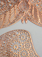 Rose Gold Butterfly Cutout Table Mat with Intricate Floral Design - The Golden Theory