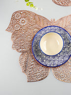 Rose Gold Butterfly Cutout Table Mat with Intricate Floral Design - The Golden Theory