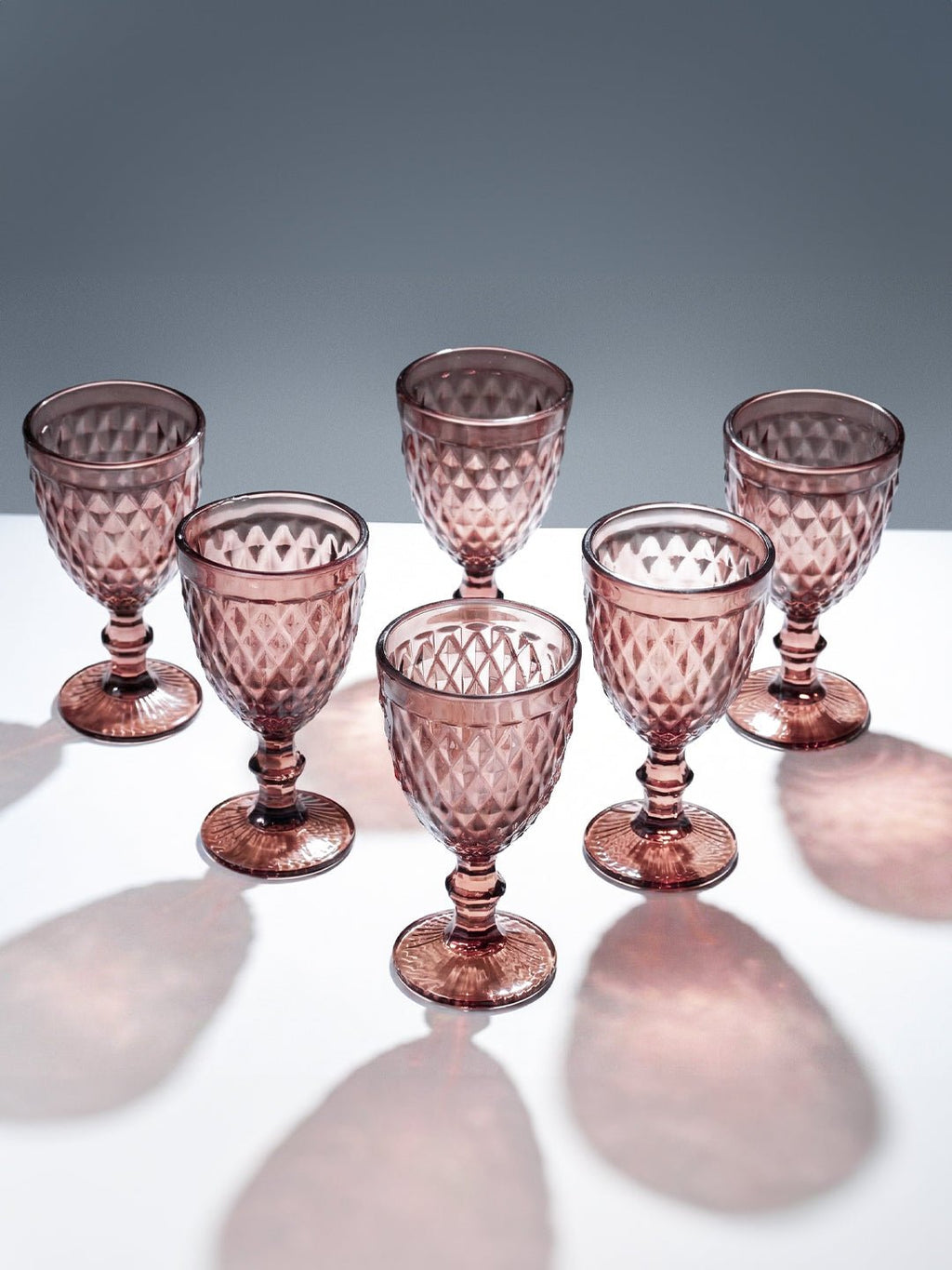 Rose-Pink Diamond-Cut Goblets - Set of 6 - The Golden Theory
