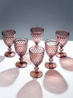 Rose-Pink Diamond-Cut Goblets - Set of 6 - The Golden Theory