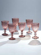 Rose-Pink Diamond-Cut Goblets - Set of 6 - The Golden Theory