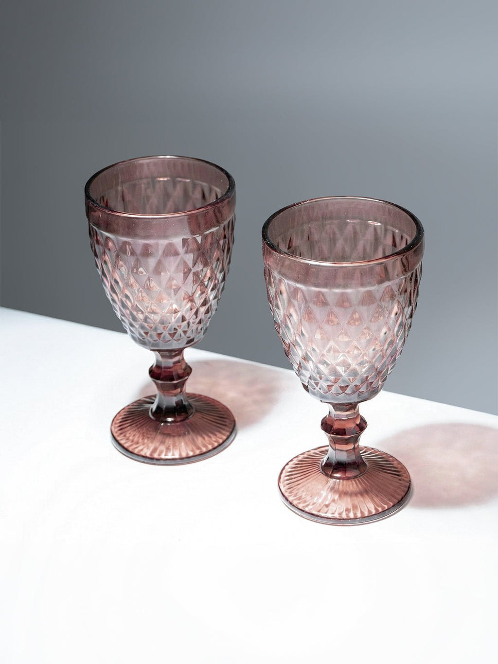 Rose-Pink Diamond-Cut Goblets - Set of 6 - The Golden Theory