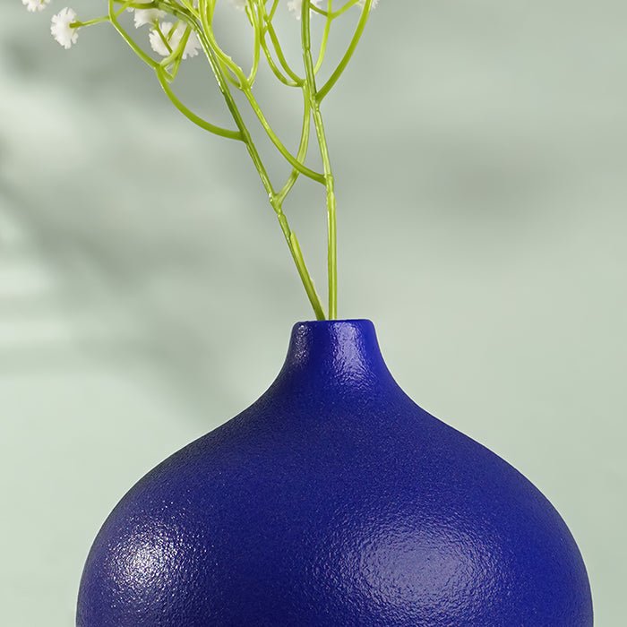 Royal Blue Textured Ceramic Teardrop Vase - The Golden Theory