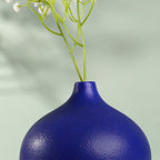 Royal Blue Textured Ceramic Teardrop Vase - The Golden Theory