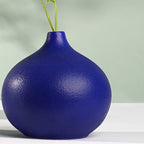 Royal Blue Textured Ceramic Teardrop Vase - The Golden Theory