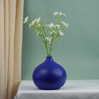 Royal Blue Textured Ceramic Teardrop Vase - The Golden Theory