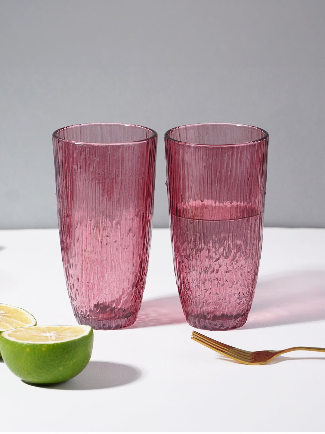 Ruby Red Ribbed Drinking Glasses - Set of 6 - The Golden Theory