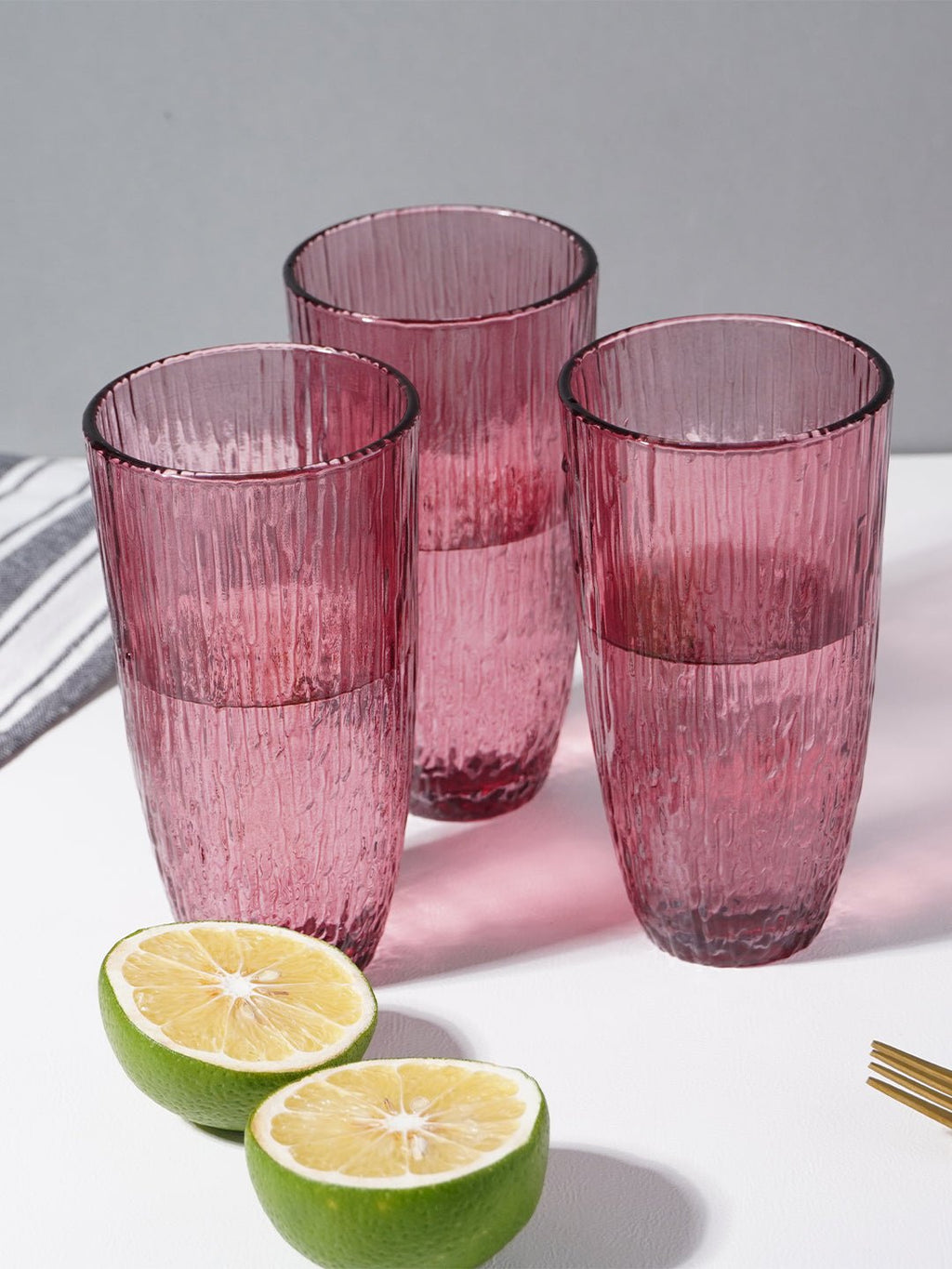 Ruby Red Ribbed Drinking Glasses - Set of 6 - The Golden Theory
