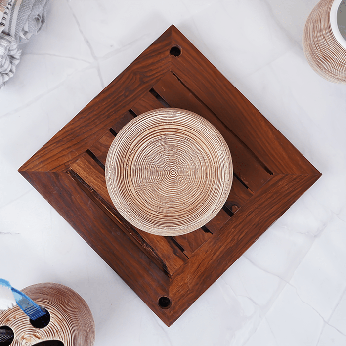 Rustic Brown Bathroom Set – Earthy Ceramic Bath Accessories - The Golden Theory