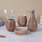 Rustic Brown Bathroom Set – Earthy Ceramic Bath Accessories - The Golden Theory